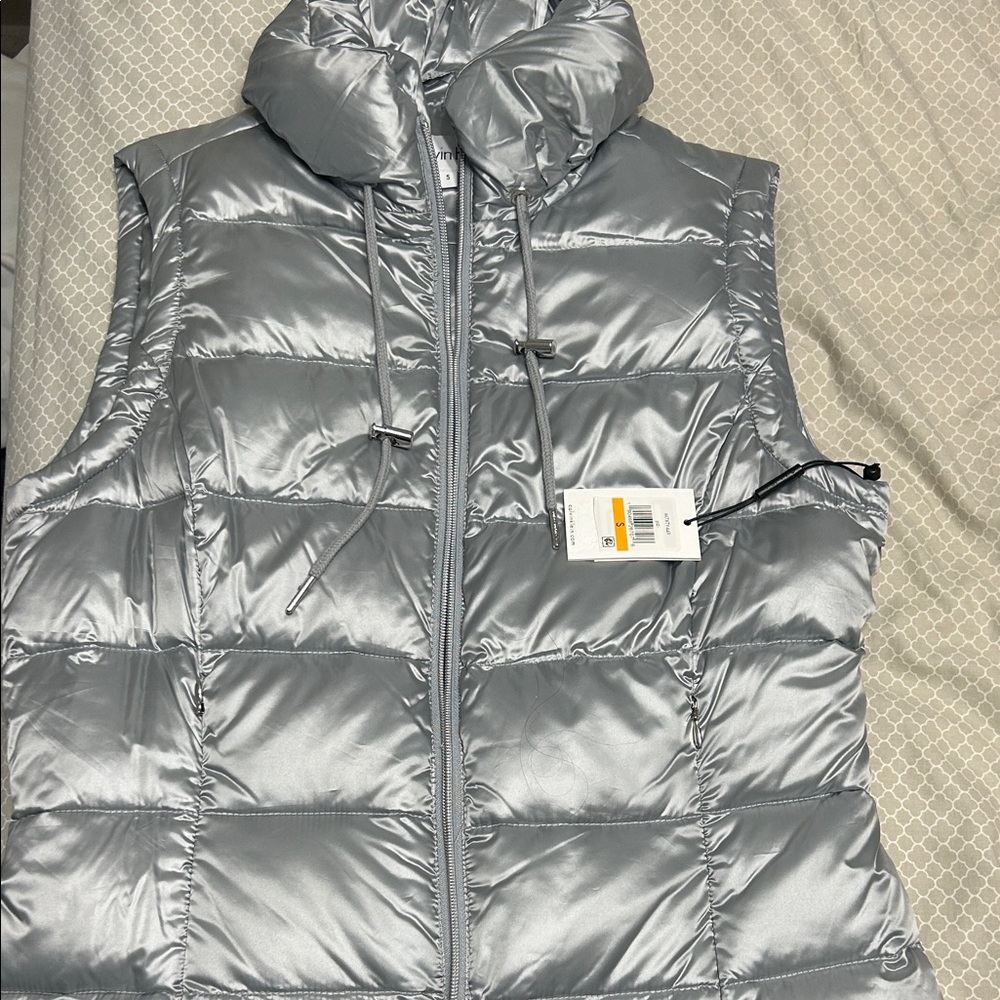Calvin Klein Metallic Silver Puffer Vest